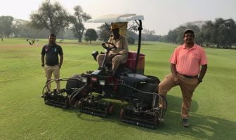 Nikhil Sanwal Deputy Golf Course Superintendent with his team on Fairway No.4