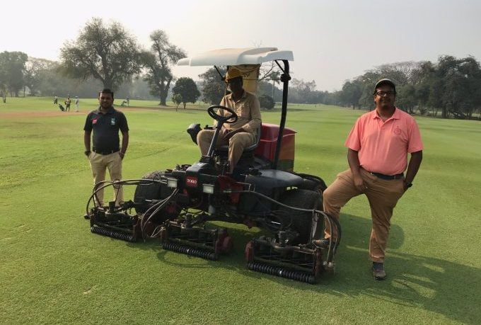 Nikhil Sanwal Deputy Golf Course Superintendent with his team on Fairway No.4