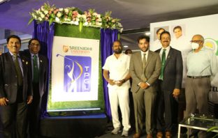 State Sports Minister Srinivas Goud at the launch of the logo for the Telangana Premier Golf League
