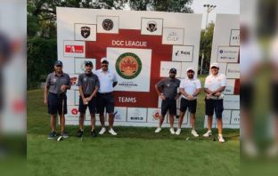 From L to R KK Bajoria, Mehul Gulati, of Team BMW with A Team pro mentor Amandeep Johl , BMW pro mentor Chiragh Kumar, Amitabh Virmani & Sidharth Talwar of A Team at the DGC League.