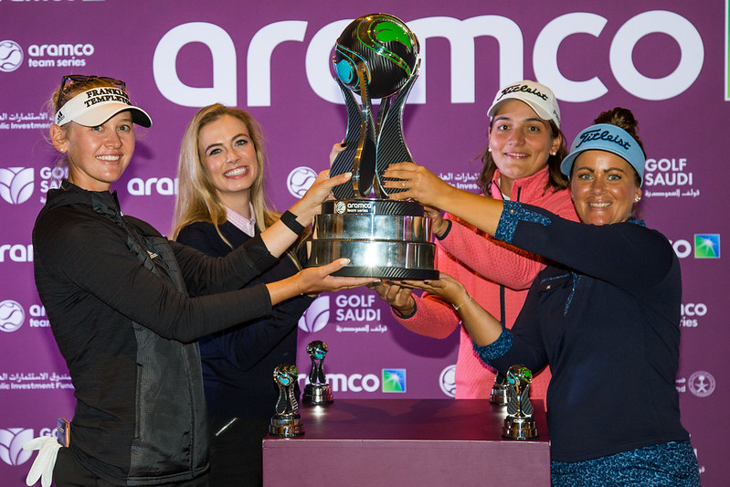 The winning team, Jessica Korda, Alex O'Laughlin, Karolin Lamert and Lina Boqvist