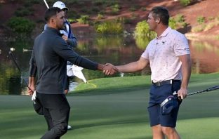 Brooks Koepka & Bryson DeChambeau on the 9th hole
