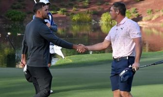 Brooks Koepka & Bryson DeChambeau on the 9th hole