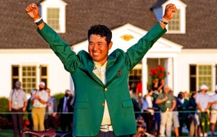 Hideki Matsuyama after his historic win at the Masters