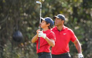 Tiger and Charlie Woods thrill fans with runner-up finish at PNC Championship Tiger Woods watching Charlie flush his 2-iron