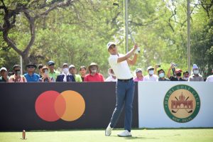 Ajeetesh Sandh of India is two shots behind at -6