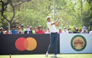 Ajeetesh Sandh of India is two shots behind at -6