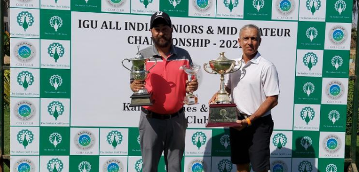 Simarjeet Singh of Noida GC (Mid-Am Winner) with Rishi Narain (Senior Amateur Winner)