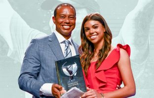 Tiger Woods with his daughter Sam Woods at the WGHoF induction ceremony