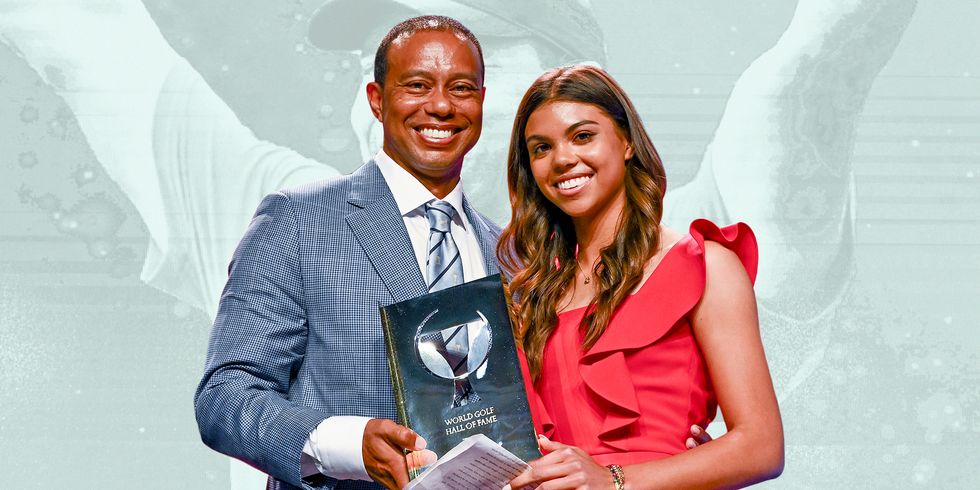 Tiger Woods with his daughter Sam Woods at the WGHoF induction ceremony