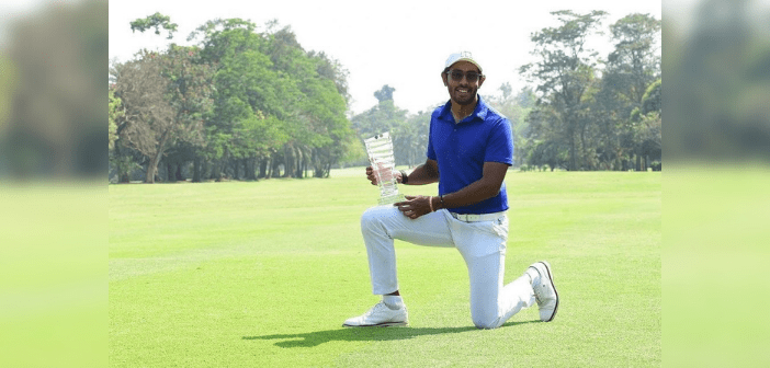 Yuvraj Singh Sandhu poses with his trophy at Tollygunge
